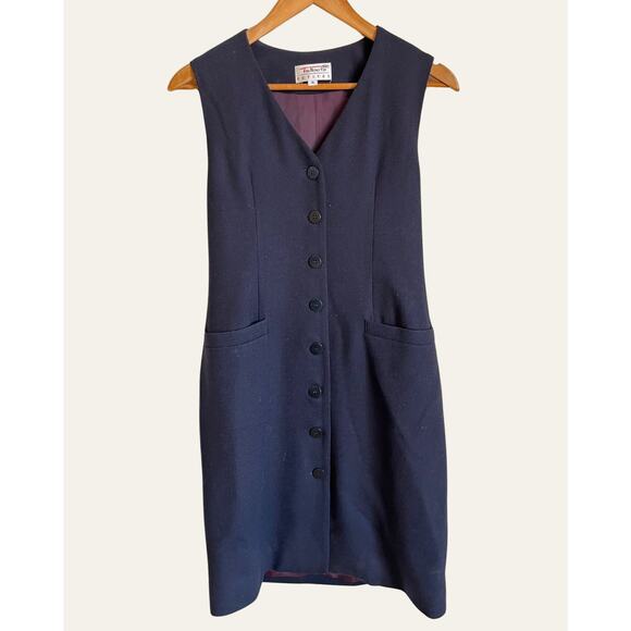 Vintage Talbots Navy Button-Front Sleeveless Dress – Size 4 - Picture 1 of 5